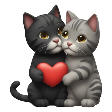 Cats kiss heart dark sticker