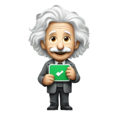 happy albert einstein holding play button in one hand sticker