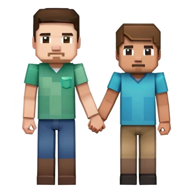 Minecraft Steve and Minecraft Alex holding hands sticker