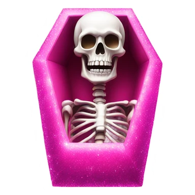 Skeleton inside a hot pink coffin that is crystalized  sticker