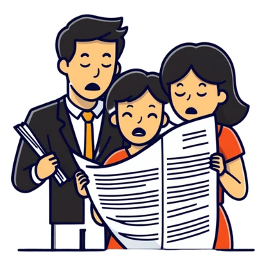 illustration of [man celebrating the singing of divorce papers] next to [crying woman] art influence two subjects sticker