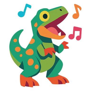 colorful cartoon style T-Rex singing sticker
