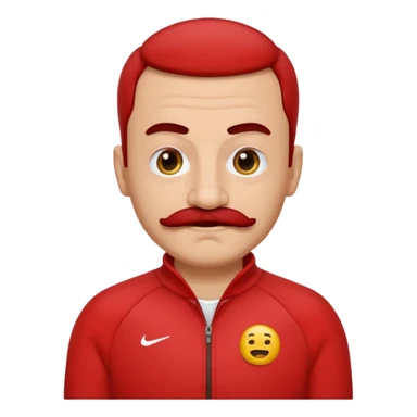 Recep İvedik, emoji style, big eyebrows, mustache, red tracksuit, funny face sticker