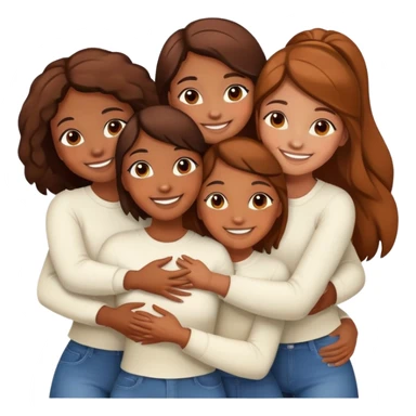 4 group of brown skin girls hugging  sticker