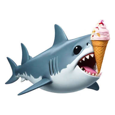 shark eating an ice cream with sunglasses  sticker