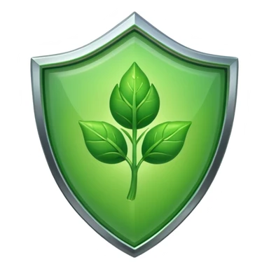 Green shield with sprout icon sticker