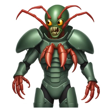 a alien male humman hybrid lobster alien military sticker