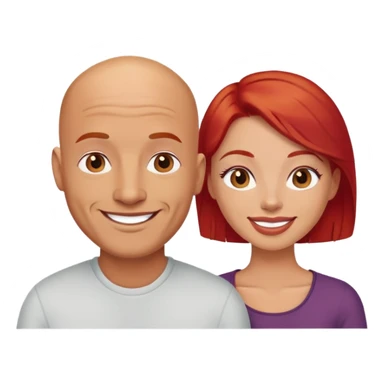Happy bald man and red hair woman sticker