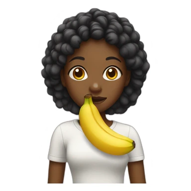 Black girl eating a banana sticker