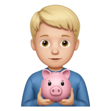 boy  with piggy bank sticker