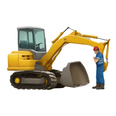 crear una maquina retroexcavadora trabajando sticker