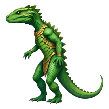 full body reptilian humanoid in ancient outfit, right side view sticker