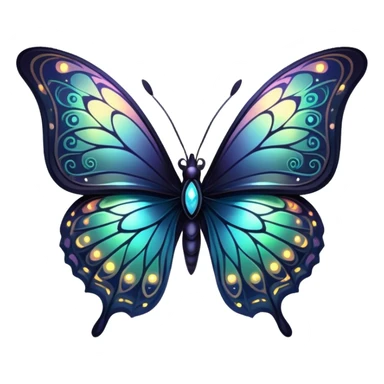 Dark, glowing, bio-luminescent butterfly sticker