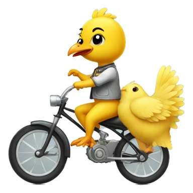 small yellow chicken riding on a bike sticker