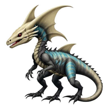 Marowak-Salandit-Xenomorph-hybrid-fantasy-creature (full body) with colored scale pattern markings sticker
