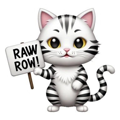 Sassy cat with sign that says rawr sticker