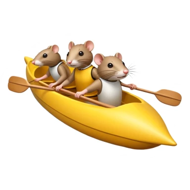 Four rats rowing a yellow racing shell on river  sticker