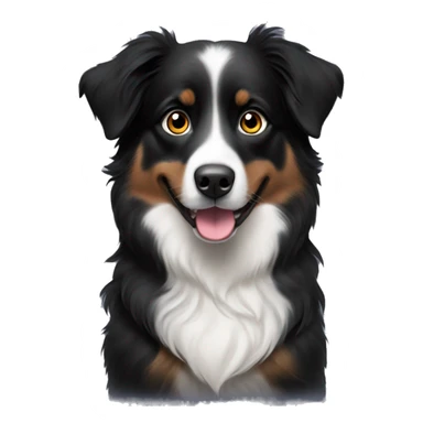 Small black australian shepherd dog with heart eyes sticker