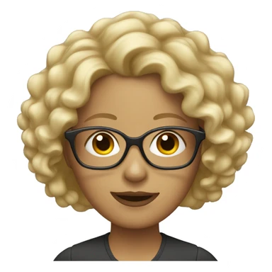 medium blond curly woman with glasses sticker