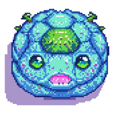slime monster with a cute face pixel art sticker