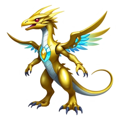 Shiny Futuristic Celestial Magical Ethereal Godly Divine Nebula-Fakemon-Pokemon-Digimon-Spectrobes-Raptor-fusion, full body sticker