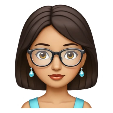 Sparkling princess with dark brown hair , olive skin and glasses  sticker
