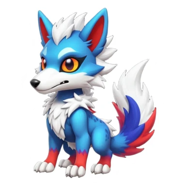 Cool randomly-colored chibi furry anthropomorphic fantasy-Fakémon-Sergal-Canine-Protogen-creature with edgy markings (full body) sticker