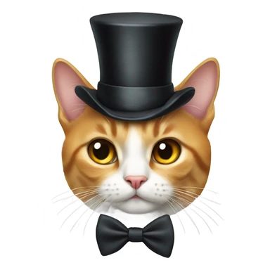 a cat with a bow tie and a top hat sticker