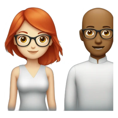 Red head girl and chinese man glasses sticker