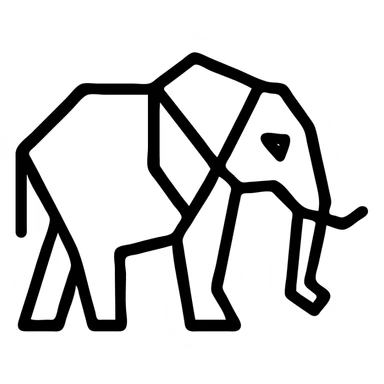 geometric elephant icon, basic shapes, clear lines, modern icon style sticker