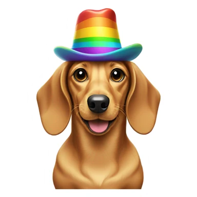 Golden dachshund with rainbow hat with propeller on top sticker