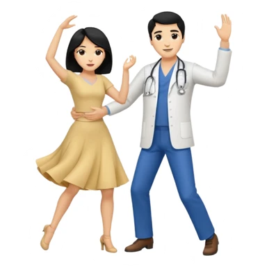 couple dancing full body a doctor black hair  woman blonde sticker