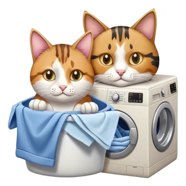 Cat folding laundry  sticker