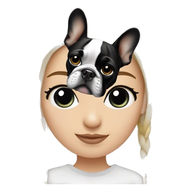 Blonde girl with black/white French bulldog sticker