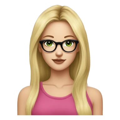 Young lady nose ring earrings long blonde hair black glasses green eyes loves black and pink sticker