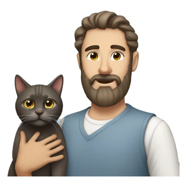 Brown Top Beard man with russian blue cat sticker