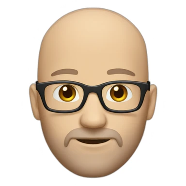 Bald white guy with glasses with dark brown beard sticker