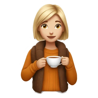 girl drinking a cup of tea with autumn vibes sticker