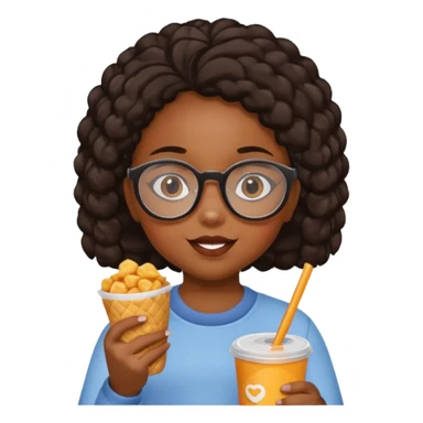 snack holding black girl kid with glasses on eyes sticker