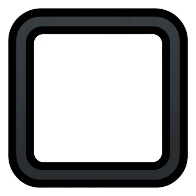 stylized icon of a square with rounded corners, completely white inside, soft black ombre gradient outward to black border, no text sticker