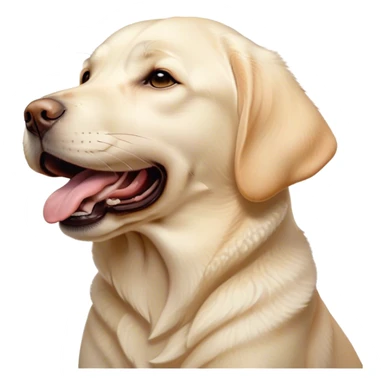 Cinematic Cute Yawning Cream Labrador Portrait Emoji, Head tilted slightly with a dramatic, wide-open yawn, showcasing a smooth cream Fur with a subtle shimmer, floppy ears slightly drooping, round warm eyes barely open in drowsy contentment, Simplified yet irresistibly adorable features, highly detailed, glowing with a soft, cozy glow, high shine, relaxed yet expressive, stylized with a touch of whimsy, bright and endearing, soft glowing outline, capturing the essence of a sleepy yet affectionate companion, so drowsy it feels like it could stretch out of the screen and curl up for a nap! sticker