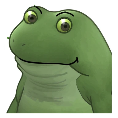 A lion in the style of a green bufo frog meme. sticker