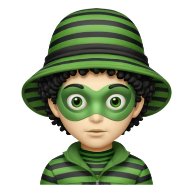 alien with robber mask curly hair and robber outfit hat sticker