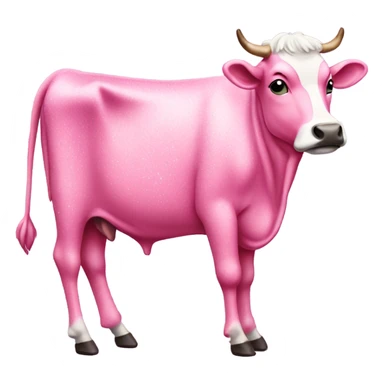 Pink full body spotted cow with glitter  sticker