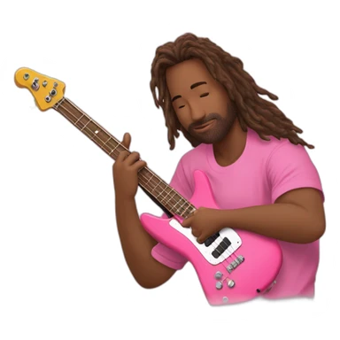 bruned-long-bassguitar-player-pink-tshirt-pink sticker