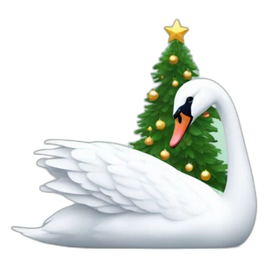 Swan under the Christmas tree  sticker
