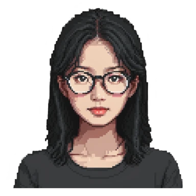 asian girl with clear glasses sticker