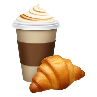 Disposable cup with cappuccino and croissant sticker