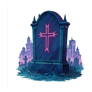  [[[a lonesome tombstone in a graveyard]]], , punk gothic style, futuristic cyberwave cyberpunk, monument
 sticker