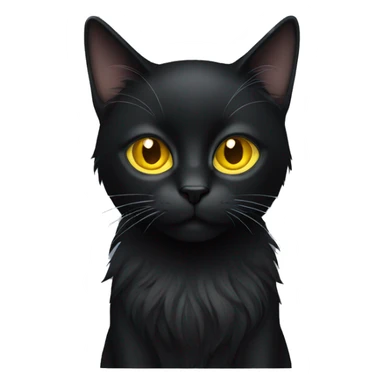 long hair, black cat, yellow eyes sticker
